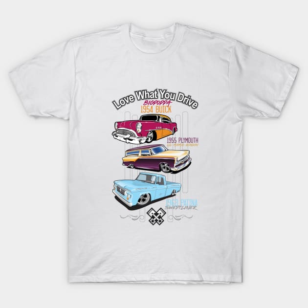 Three Classic Hot Rods T-Shirt by PharrSideCustoms